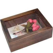 6*8 inches walnut wood shadow box frame 3D deep DIY box photo frame display case